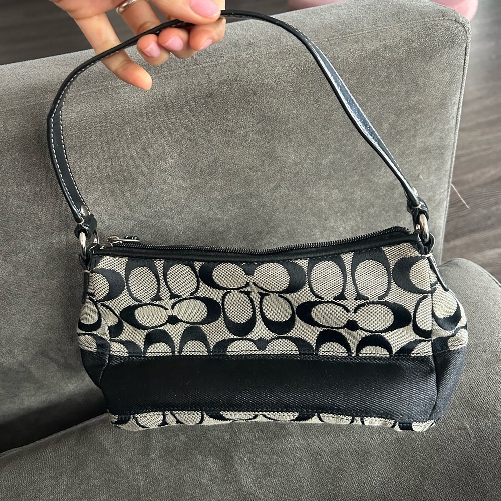 Coach Black and Tan Signature Shoulder Bag
